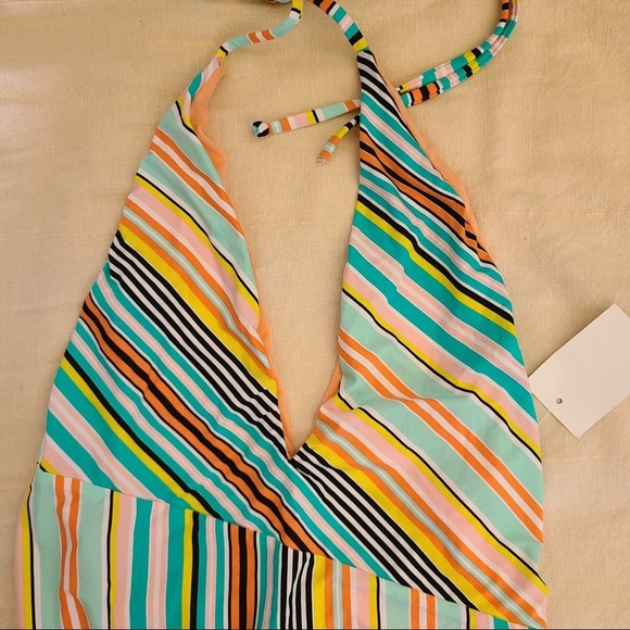 NEW The Bikini Lab Striped One Piece Swimsuit Medium Blue 70s - Picture 5 of 6